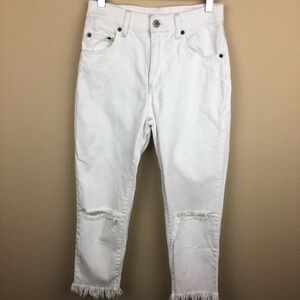 Carmar Womens Jeans, White Crop Distressed Size 26